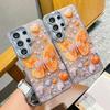 Sparkling Diamond Butterfly Pearl Pattern Case For Samsung S26 Ultra S25 S24 Plus S23 Ultra Soft Bling Glitter Silicone Cover