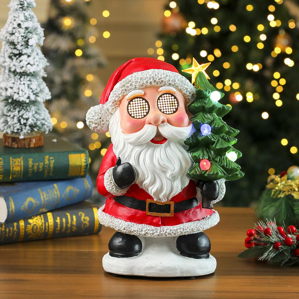 Santa Christmas Snowman Elk Music Box Led Lighted Figurine For Festive Decor