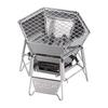 CAPTAIN STAG Bonfire Stand Barbecue Stove Grill 2 In 1 Hexa Stainless Steel Fire Grill Tabletop Grill S Size Stainless Steel Storage Bag Included