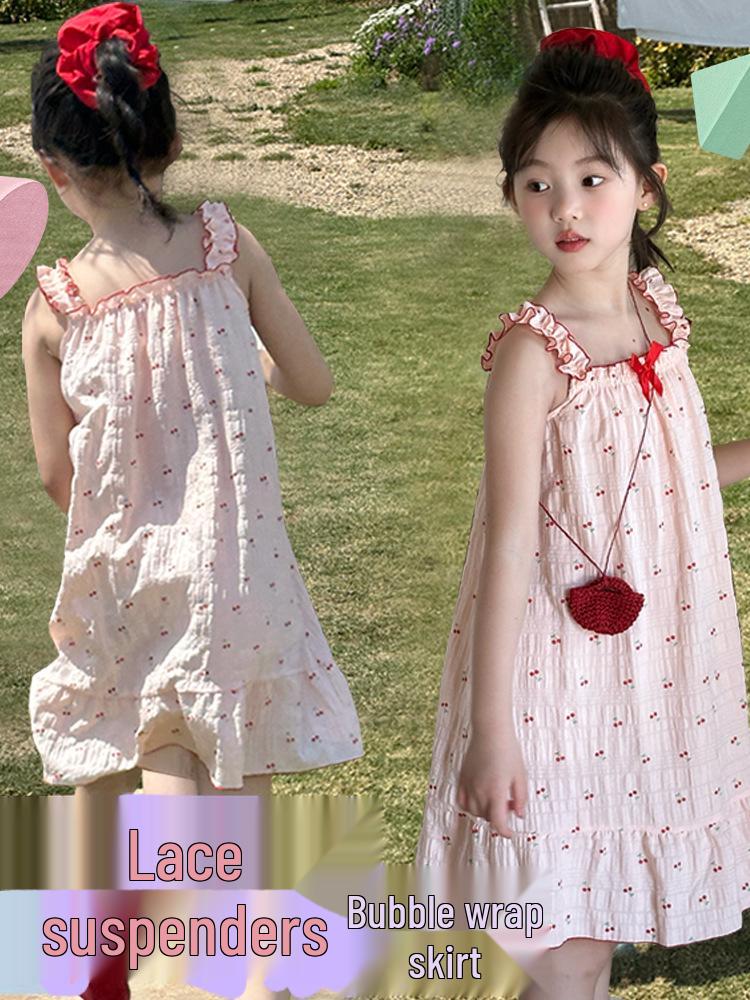 Girls' Stylish Summer Strappy Beach Dress: Casual Holiday Skirt