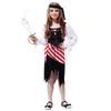 Enchanting Pirate Costume For Girls With Striped Irregular Hem For Halloween Fun
