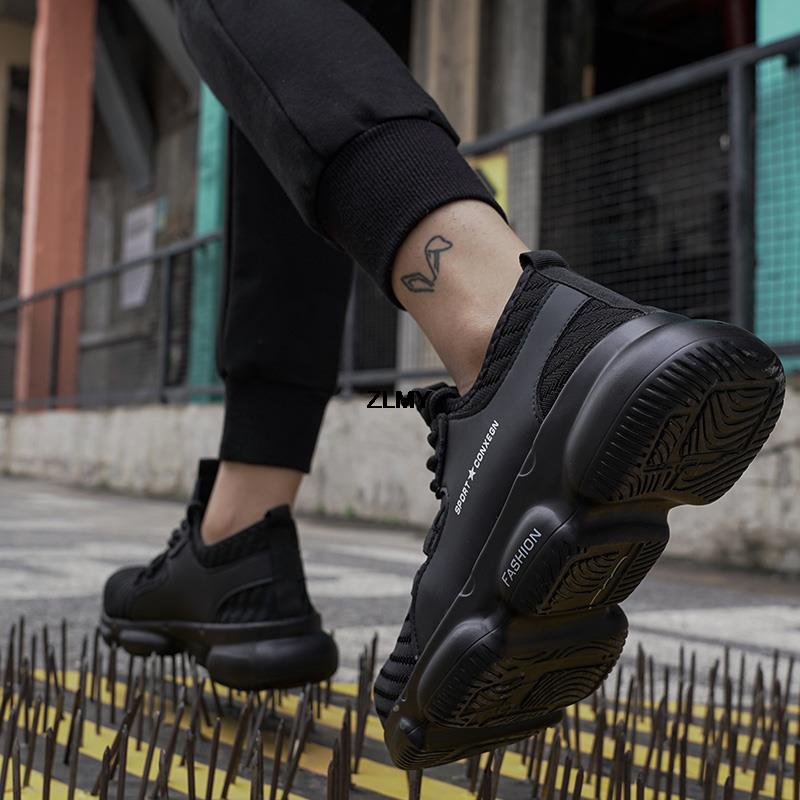 Modne męskie buty robocze ze stalowymi noskami, trampki, antypoślizgowe, przemysłowe, lekkie, odporne na przebicie, robocze, męskie buty robocze, buty męskie