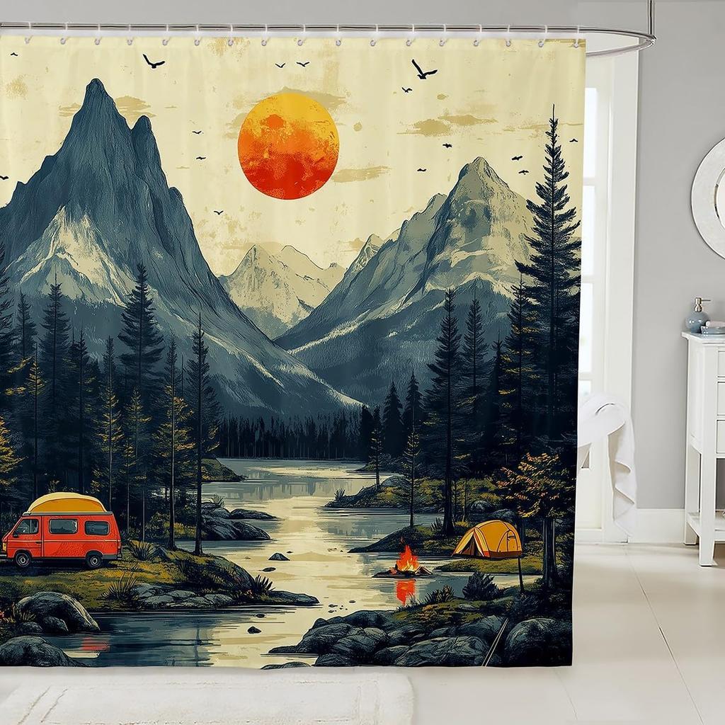 Boys Girls Pig Bath Curtain Cartoon Pigs Shower Curtain Kids Cute Farm Animal Bathroom Shower Curtain Set Butterfly Sunflower