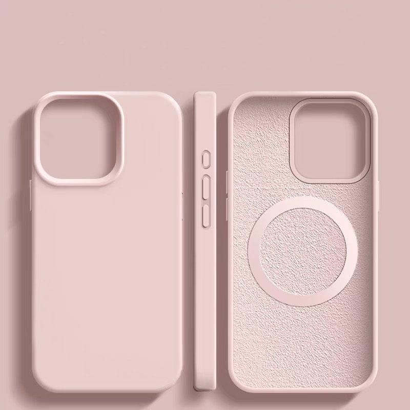 

Магнитный Жидкий Силиконовый Ударопрочный Чехол для iPhone 17 16 15 14 13 Pro Max 16 Plus Чехол для беспроводной зарядки Magsafe iPhone 13 розовый