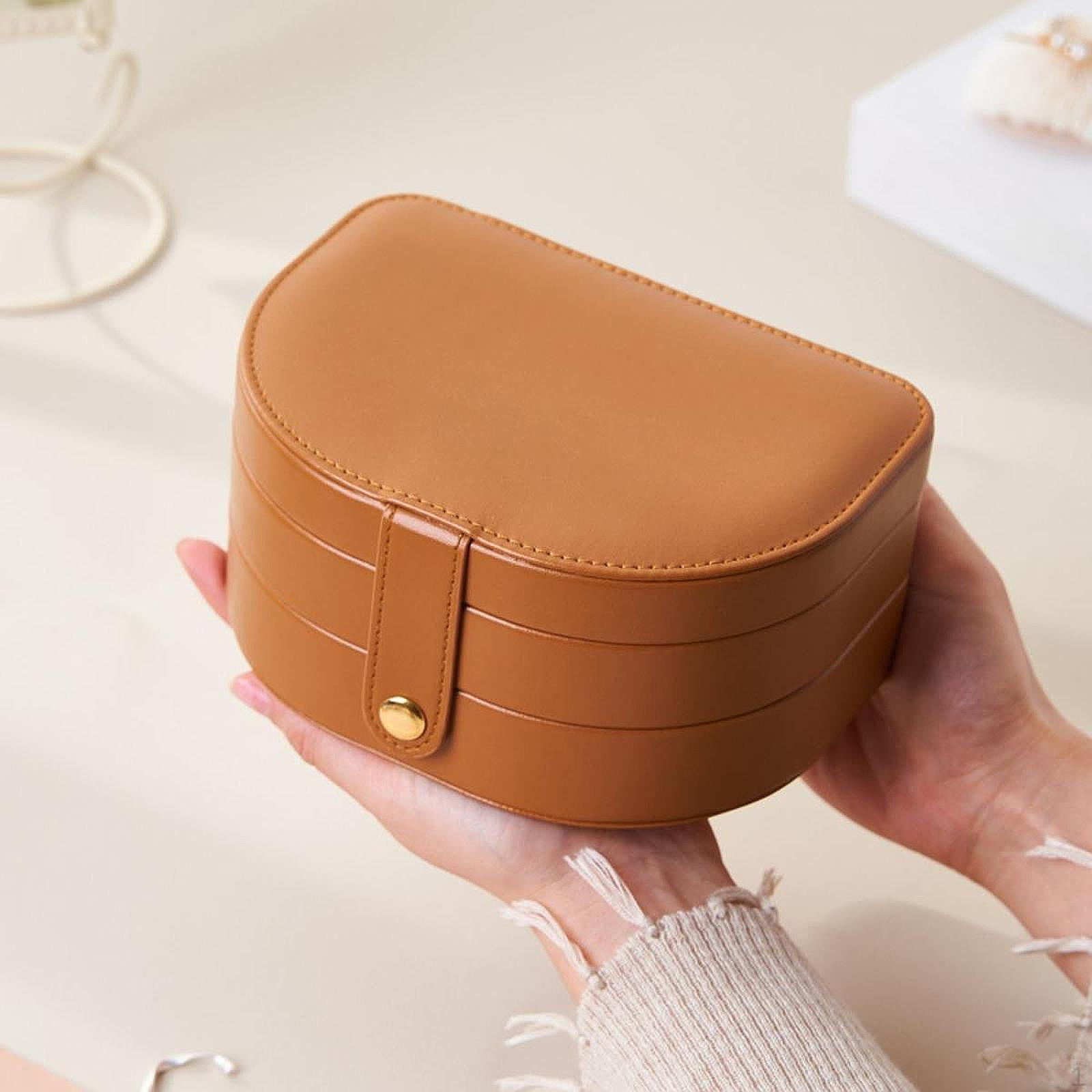 

Дорожный футляр для ювелирных изделий для женщин, держатель для дисплея, органайзер для хранения коричневый