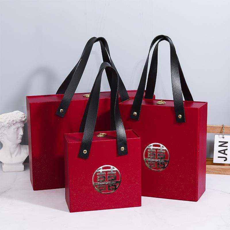 In-Stock Large Red Lid Christmas Gift Box Set with Tote Bag