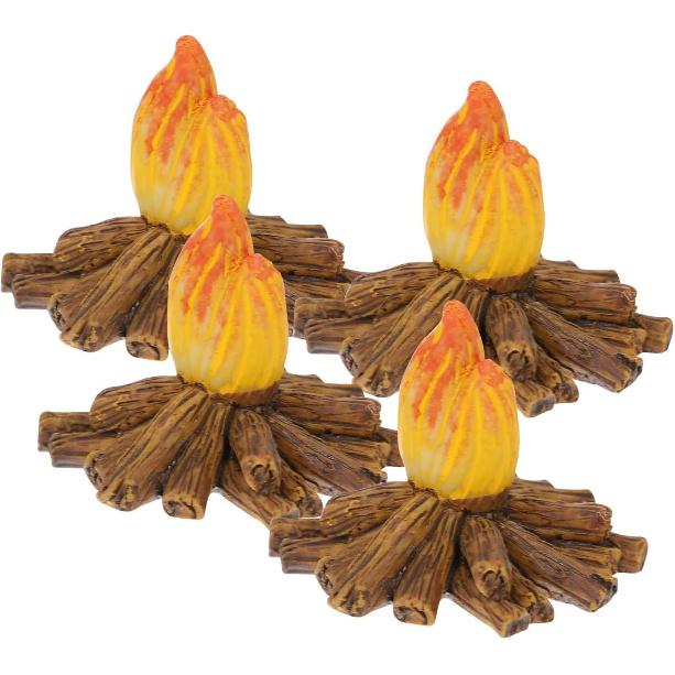 

4 шт. Миниатюрная модель костра, смола, искусственное пламя, украшения для сада, бонсай и праздничных мероприятий, очаровательный реквизит для костра для создания микросцен своими руками и уникальных