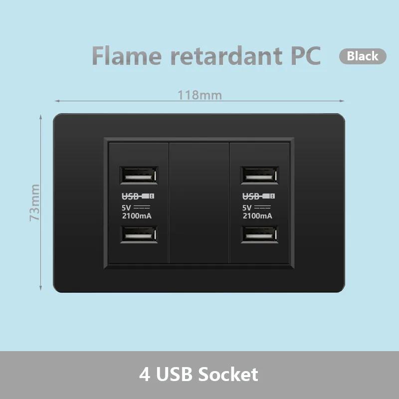 118 Type Brazil Korea Universal Usb Wall socket,White PC Panel Charging port,US Italy Chile Double USB 2.1A 5V Power Plug Outlet