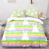 Copripiumino Animali Cartoni Animati Simpatico Set Letto Coniglio Arcobaleno Microfibra Fauna Selvatica Copripiumino Misura Singola Per Bambine Bambini Stanza Kawaii