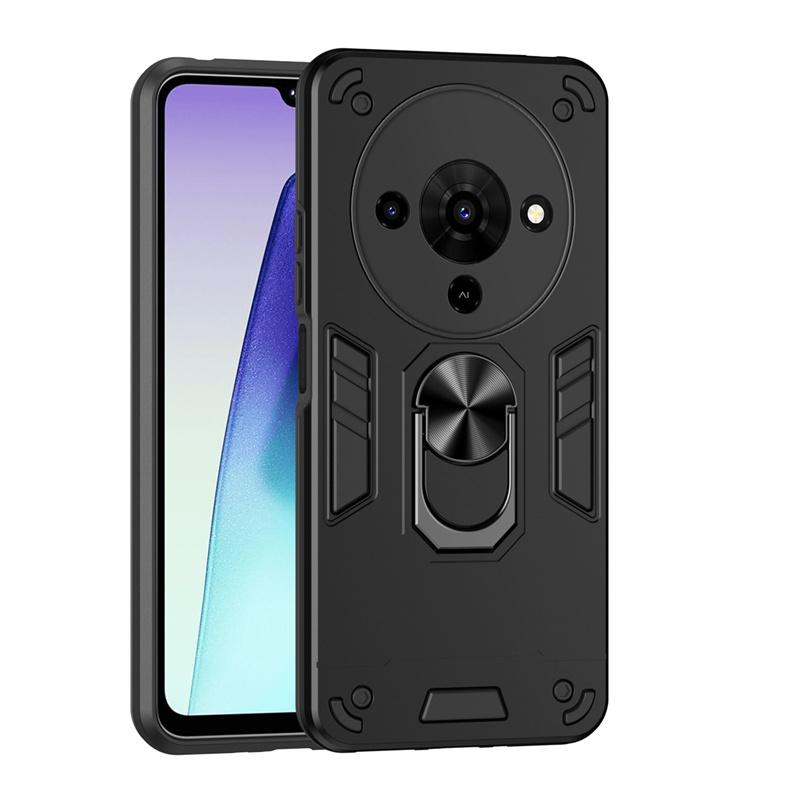 

Чохол військового класу для ZTE Blade A76 Захисна накладка Ударостійкий Тримач-кільце Fundas Coque ZTE Blade A76 чорний