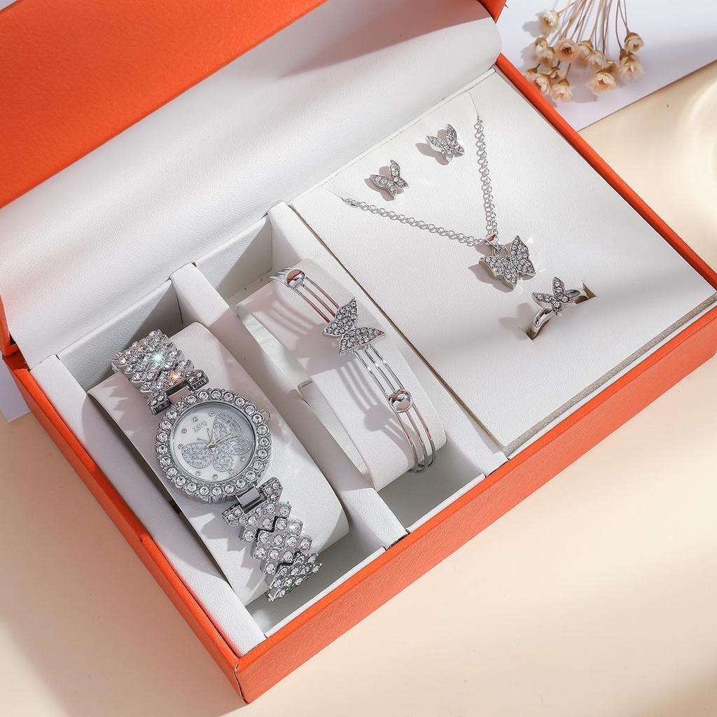 5-teiliges Damen Sommer Mode Stahlband Quarzuhren Set