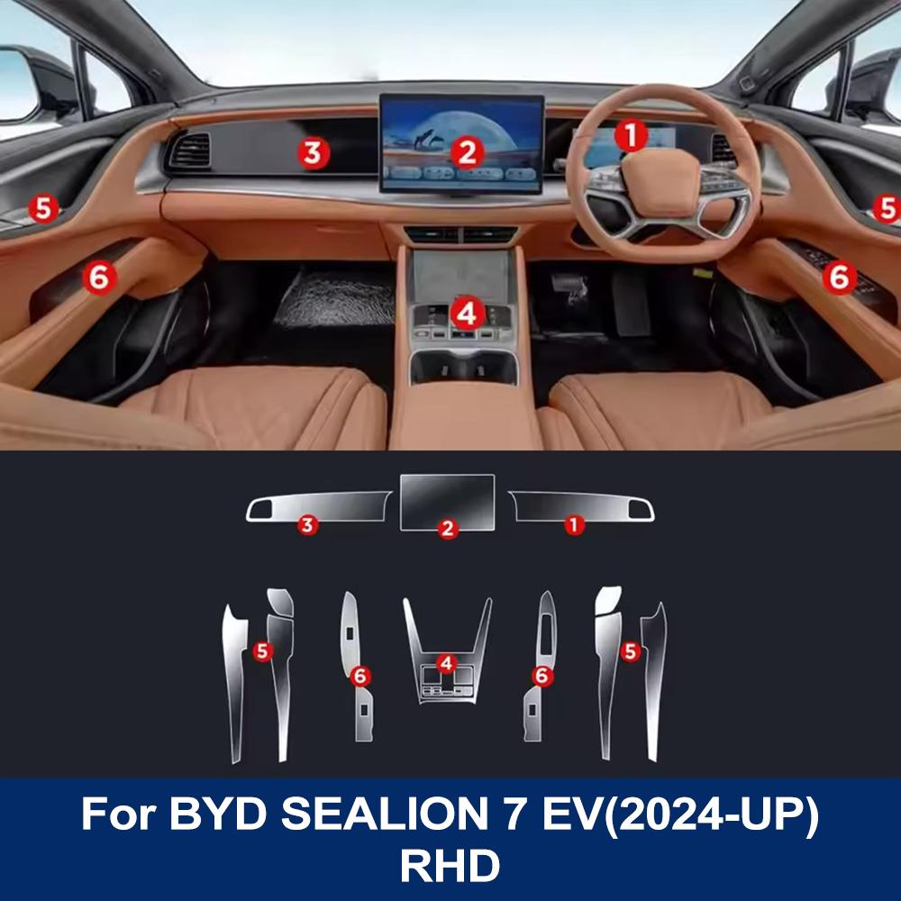 

Для BYD SEALION 7 EV 2026 Вырезанная прозрачная защитная пленка из ТПУ против царапин Накладка на экран центральной консоли и навигации Салон