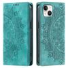 for iPhone 15 Plus,14 Plus,13 Mandala Embossed PU Leather Flip Wallet Case Magnetic Closure Cover