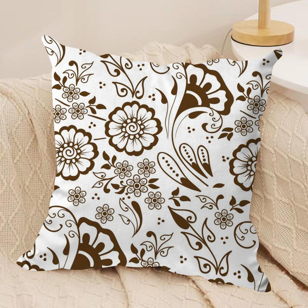 Luxury Khaki Pattern Cushion Cover Soft Plush Fabric DoubleSided Printed Cushion Covers for All Seasons Modern HomeDecor Gift