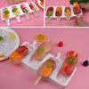 Silicone Ice Cream Maker 4 Cavities Popsicle Mold with Wooden Sticks Oval Cake Chocolate Baking Tools Reusable Dessert Molds