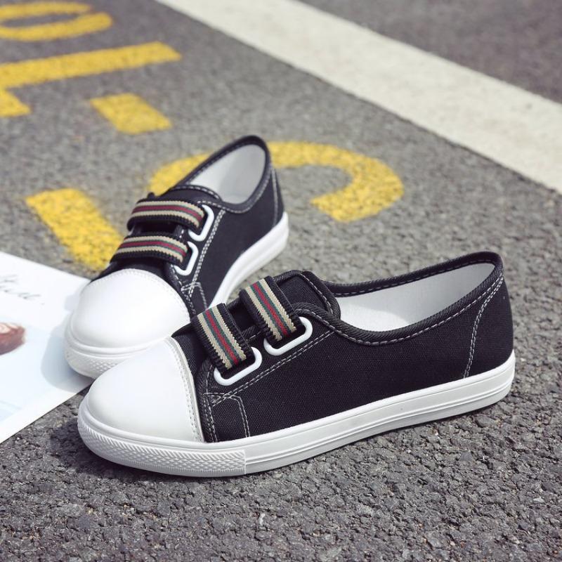 

Женская обувь на плоской подошве с низким верхом, модная повседневная парусиновая женская обувь на липучке 40 чёрный