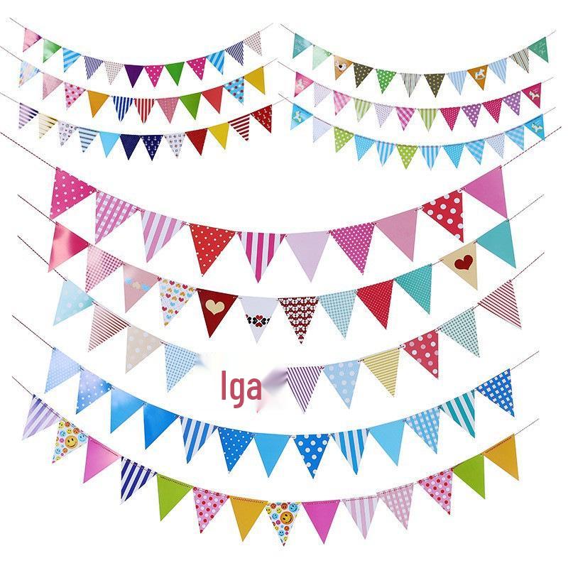 Πολύχρωμη Κορδέλα με Τριγωνικά Σηματάκια για Παιδικό Πάρτι Γενεθλίων ή Διακοσμήσεις Εμπορικού Κέντρου