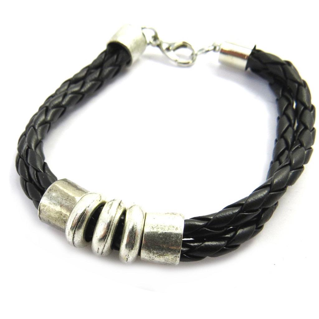 Les Trésors De Lily [M0740] - Unisex Bracelet 'Peaceful' Black (2 Rows)