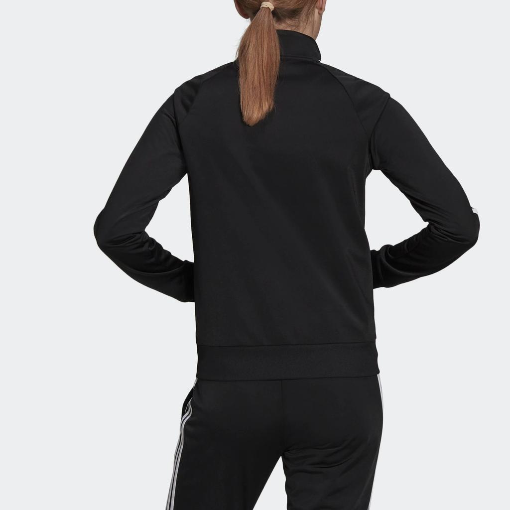 Adidas Striped Logo Print Zip Jacket Women Jackets Black H48443