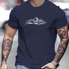 Men's Summer 100% Pure  Fashionable Casual Loose Sports Mountain Pattern Print Round Neck Short Sleeved T-shirt Top Tshirt