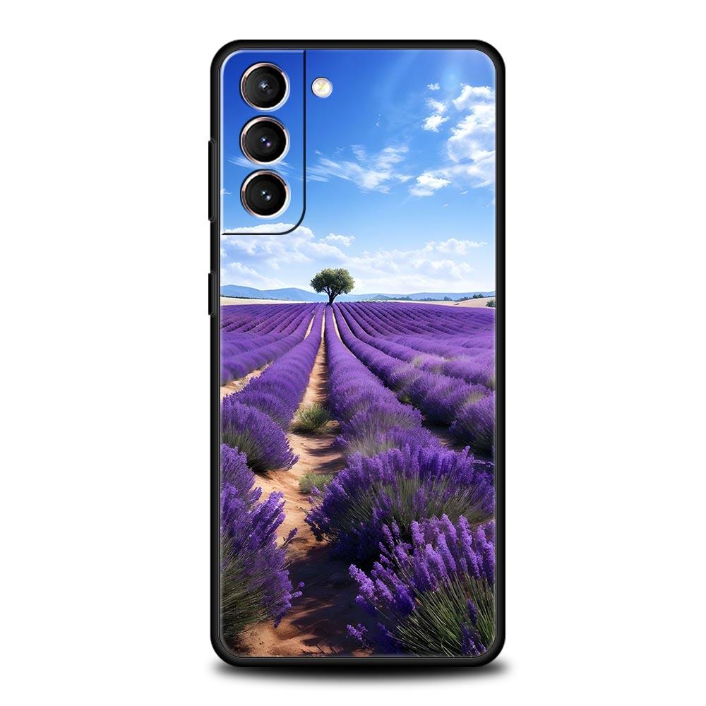 Simple Lavender Purple Flowers Phone Case For Samsung Galaxy S24 S23 S22 S20 Ultra S21 FE 5G S10 S9 Plus S10E S8 Soft Cover