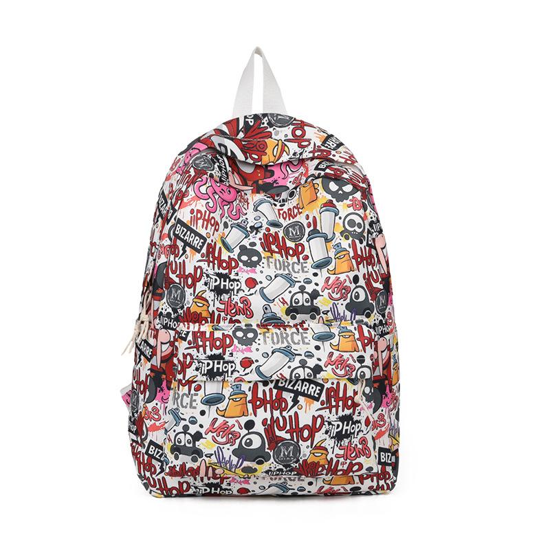 Schulranzen Großhandel Schulranzen Damen Koreanische Version ins Mittelschüler High-School-Schüler Rucksack Graffiti Kontrastfarbe
