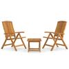 3 Piece Garden Lounge Set Solid Teak Wood