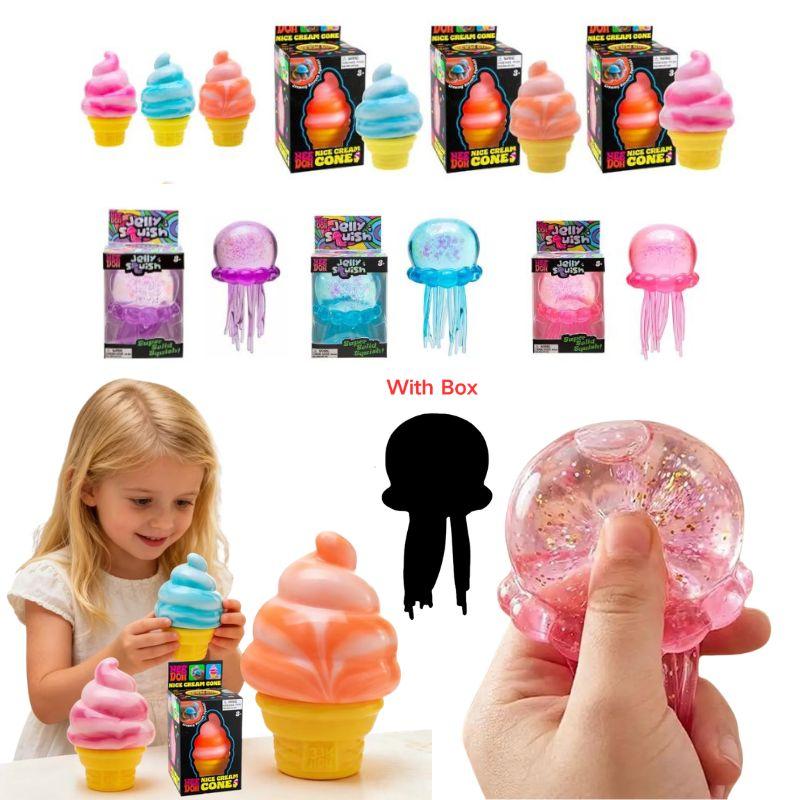 Schylling Jellyfish & Ice Cream Sensory Fidget Toy Blind Box Soft Squishy Squeeze Toy Anti Anxiety Stress Relief