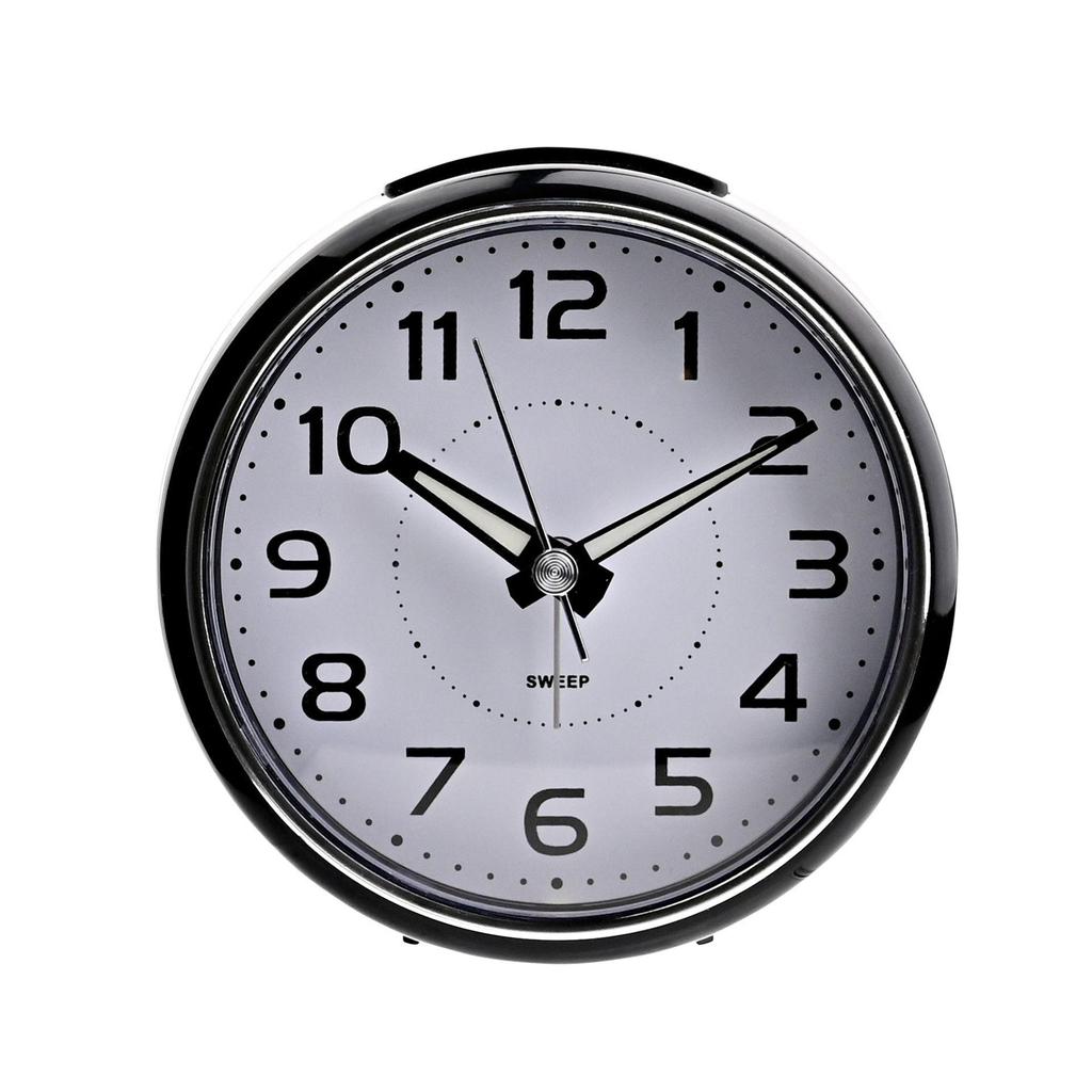 Hometime Kulatý budík s podsvíceným tlačítkem - Černé pouzdro