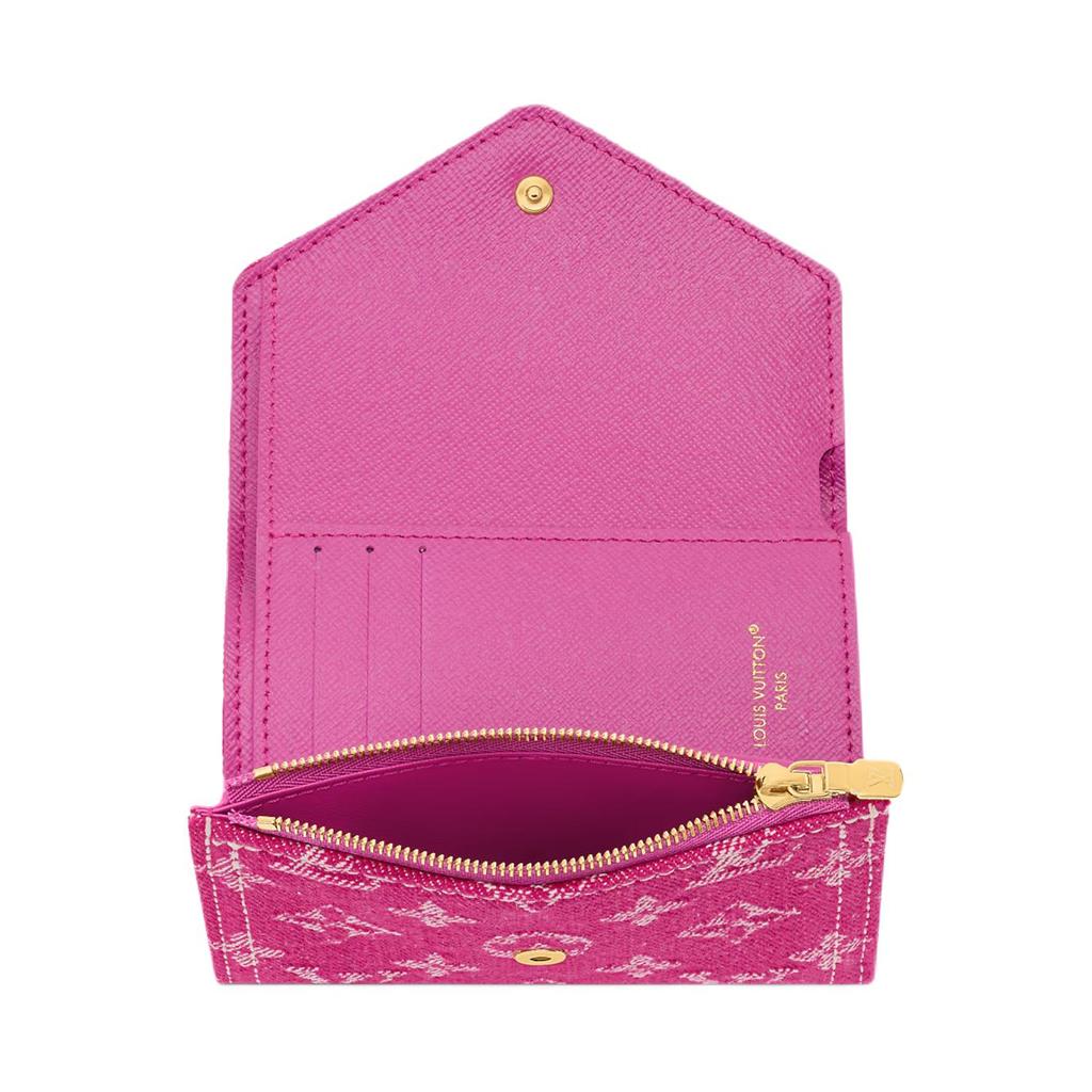 Louis Vuitton Victorine Denim Monogram Wallet Women Wallet Gold Purple M27707