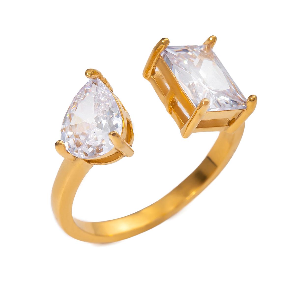 

Yori elicate Stainless Steel AAA Cubic Zirconia Geometric Cast Golden Ring for Women Exquisite High Quality Jewelry золотистый