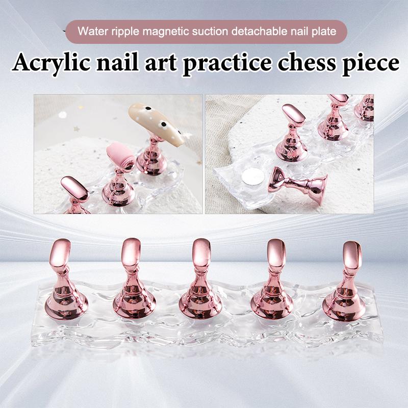1 Set Magnetic Nail Holder False Nail Tip Practice Stand  Base Holder Nail Art Display For Art Salon Diy & Practice