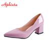 Fashion Aphixta 5cm Square Heels Patent Leather Red Pumps Shoes Woman Classics Pointed Toe Dress Official Pumps Party Plus Size 49 50