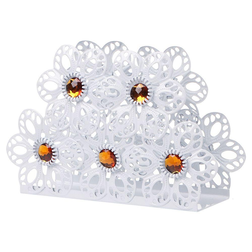 

Tissue Rack Hollow Floral Metal Napkin Holder Vertical Paper Towel Holder Napkin Clip Napkin Holder B