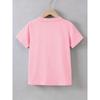 Girls Q-Style Flower Heart Print Crewneck Short Sleeve Tee, Sweet Ins Casual Basic Top