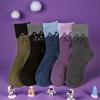 5 Pairs of Comfortable Cat Themed Winter Socks - Soft, Warm, Thick Fleece Blend, Christmas Socks
