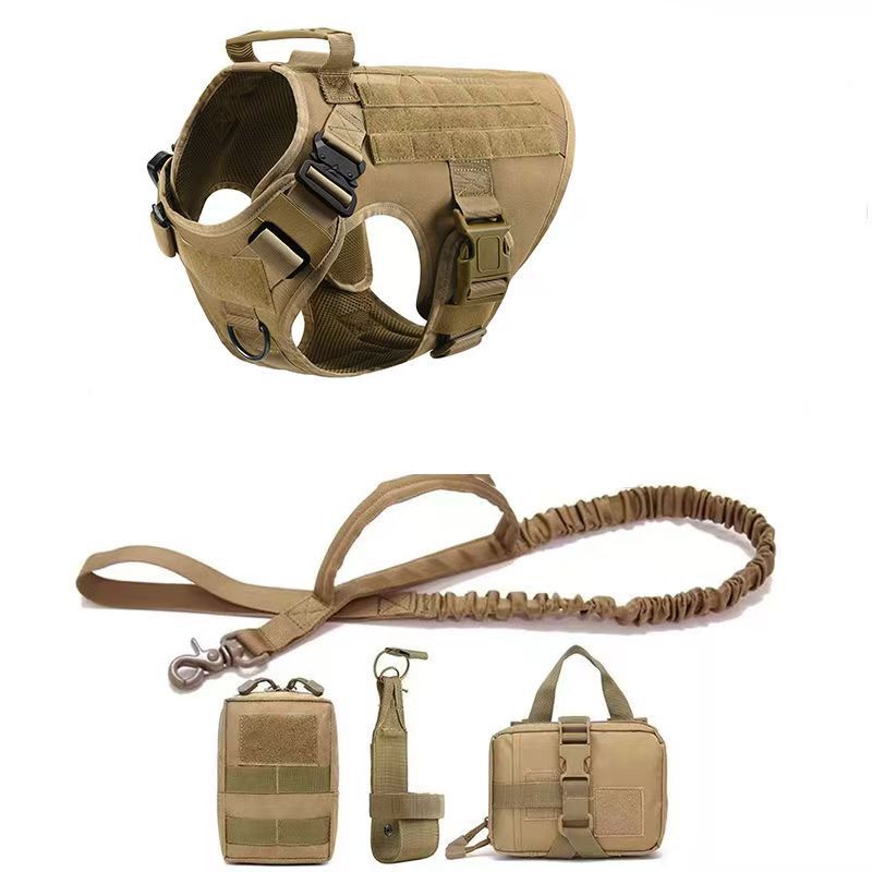 Tactical leash harness nylon large dog dog vest pet chest and back collar set