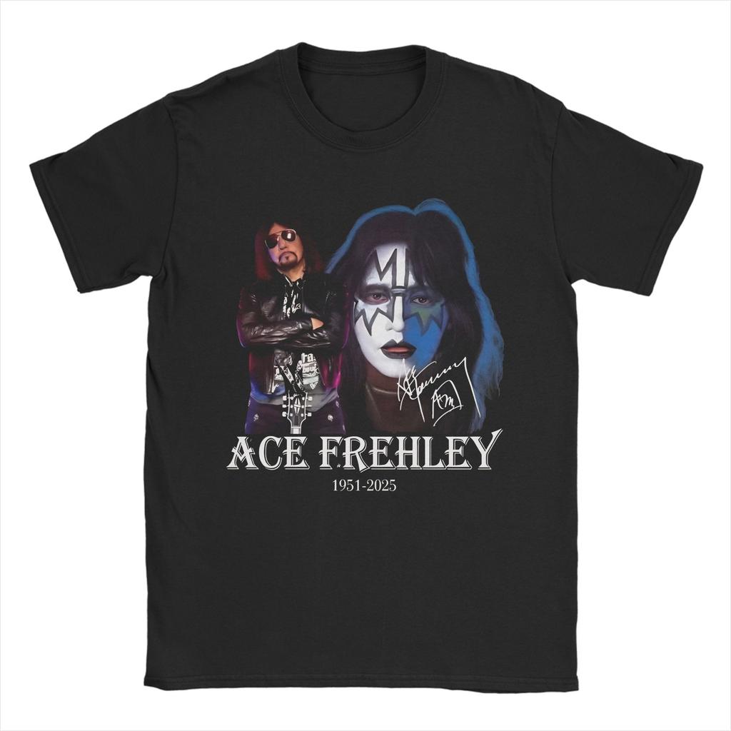 Rip Ace Frehley The Spaceman 1951-2025 kiss band Apparel Men Women T Shirt 100% Cotton Tee New Arrival  T-shirt Clothing