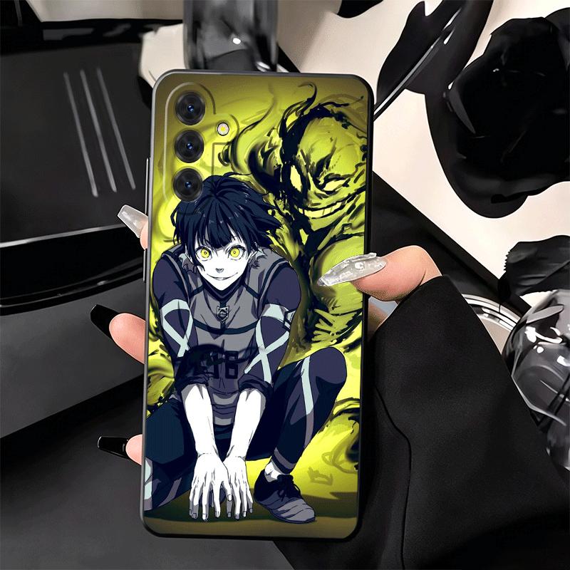 Soft Phone Case For Samsung A17 A37 A57 A16 A36 A56 A15 A35 A55 Blue L-Lock Bachira Meguru A14 A34 A54 A13 A33 A53 A27 A26 A25 A