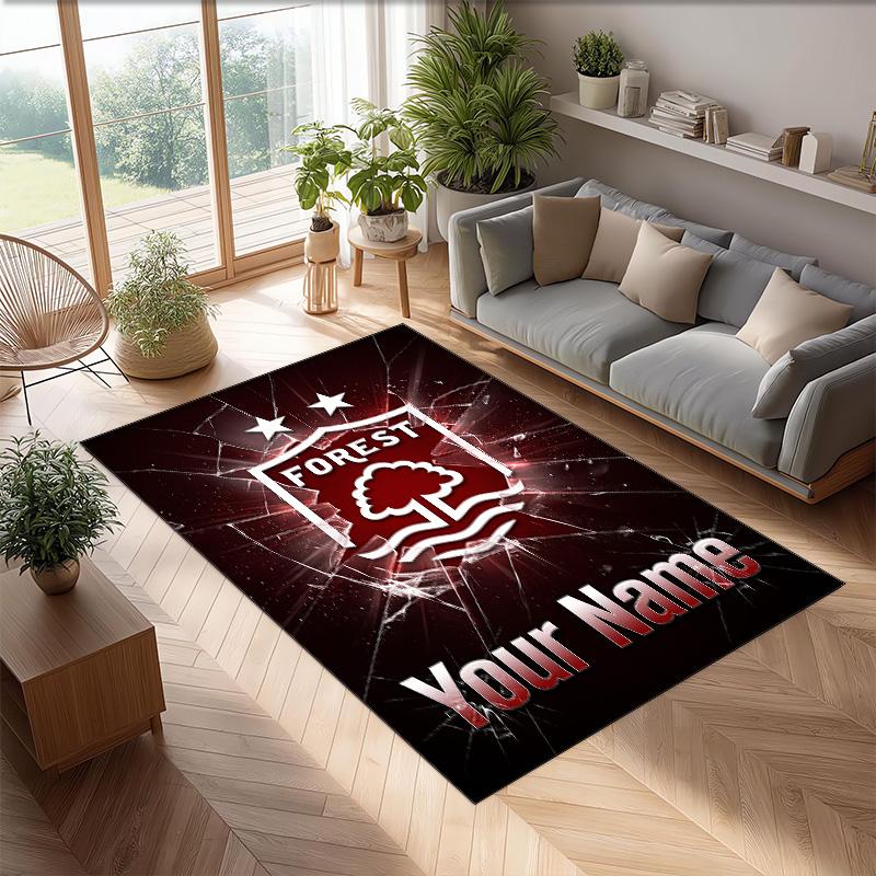 Nottingham Forest FC Printed Crystal Velvet Rug Non‑Slip Crystal Velvet Carpet For Sofa Bedroom Indoor Home Decoration
