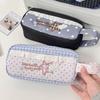 Lace Plaid Print Pen Bag With Handle Stationery Bag New Stationery Organizer  Gift