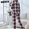 GMXIA Pyjamas Women Autumn and Winter Christmas Long-sleeved Shirt Trousers Two-piece Homewear