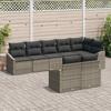 Garden Sofa Set with Cushions and Storage 8 Pcs Grey Poly Rattan
