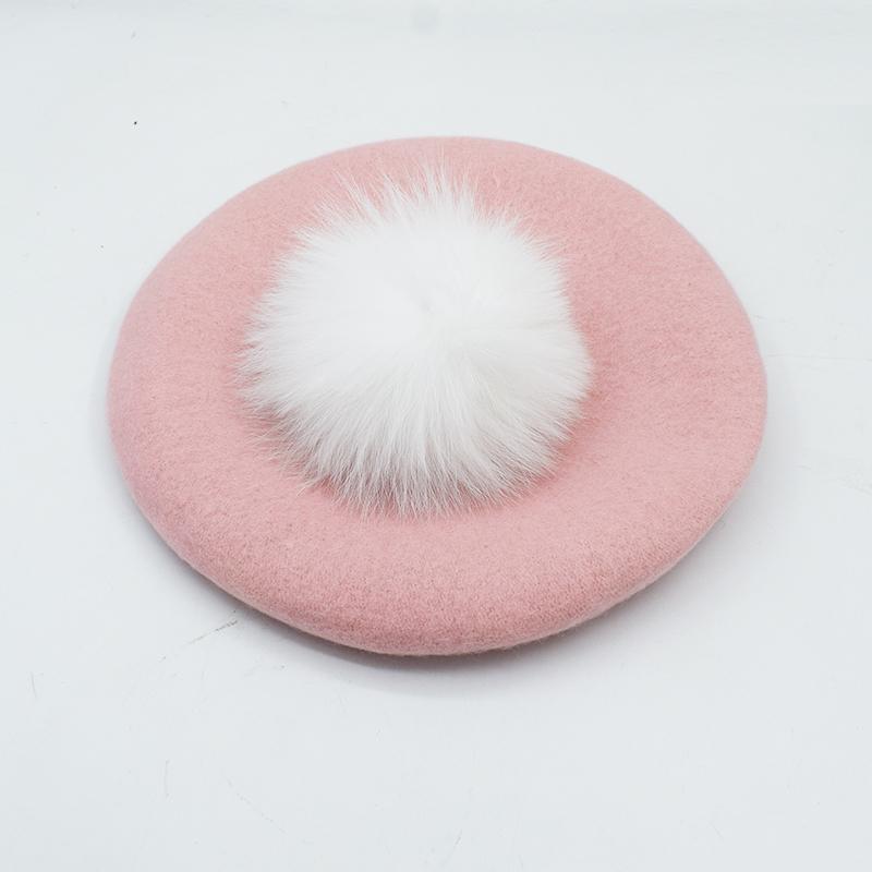 Dexing Herfst Winter Kinderen Warme Wollen Meisjes Baretten Met Natuurlijke Wasbeer Bont Pompom Hoed Voor Vrouwen adult