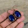 Facettierter Blauer Saphir Ohrring Elektrogeformte Kupferohrringe Handgefertigter Edelsteinschmuck Einzigartige Ohrringe Elektrogeformter Schmuck Verlobungsgeschenke