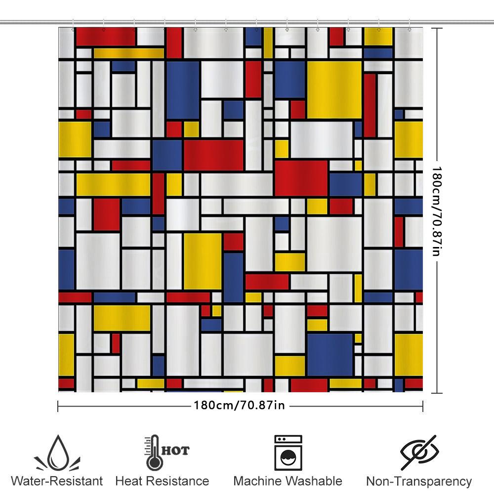 Modern Abstract Art Shower Curtain Van Gogh Style Geometric Pattern Waterproof Fabric Bathroom Decor Set