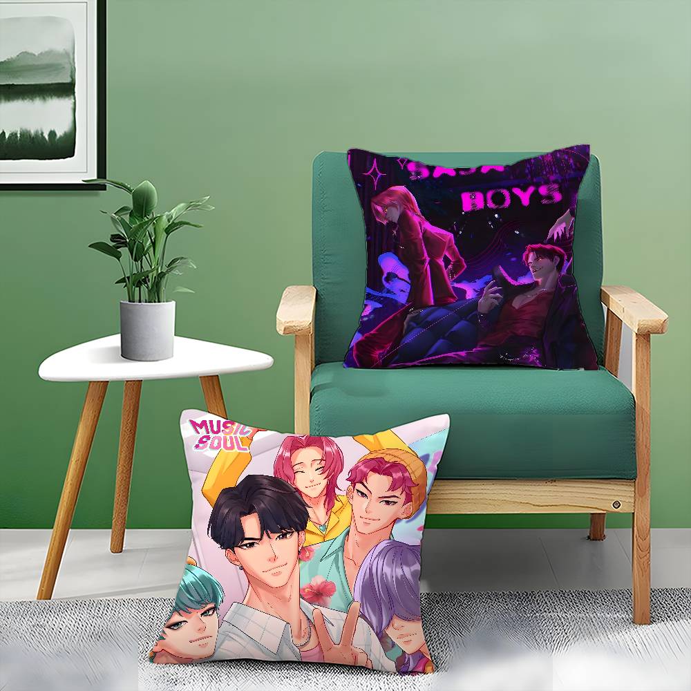 Saja Boys-S K-Pop Demon Hunters-H Anime Movie Pillow Case Anti-Dustmite Pillowcase Invisible Zipper Silky Short Plush Sofa