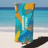 Hello Summer Tropical Palm Leaf Print Beach Towel Lightweight Microfiber Absorbent Outdoor Towel