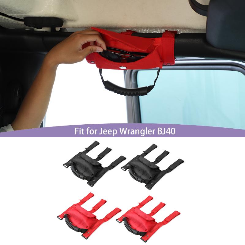 Car Door Top Grab Handle With Storage Bag For Jeep Wrangler  BJ40 Interior Accessories
