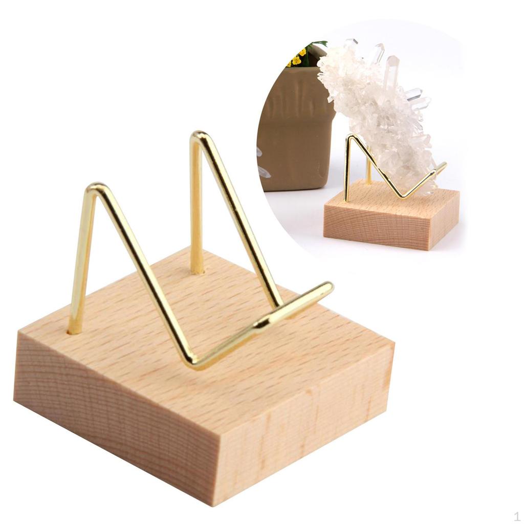 Display Stands, Beech Base Metal Arm for Crystal Cluster Agate Crafts Small Collectibles